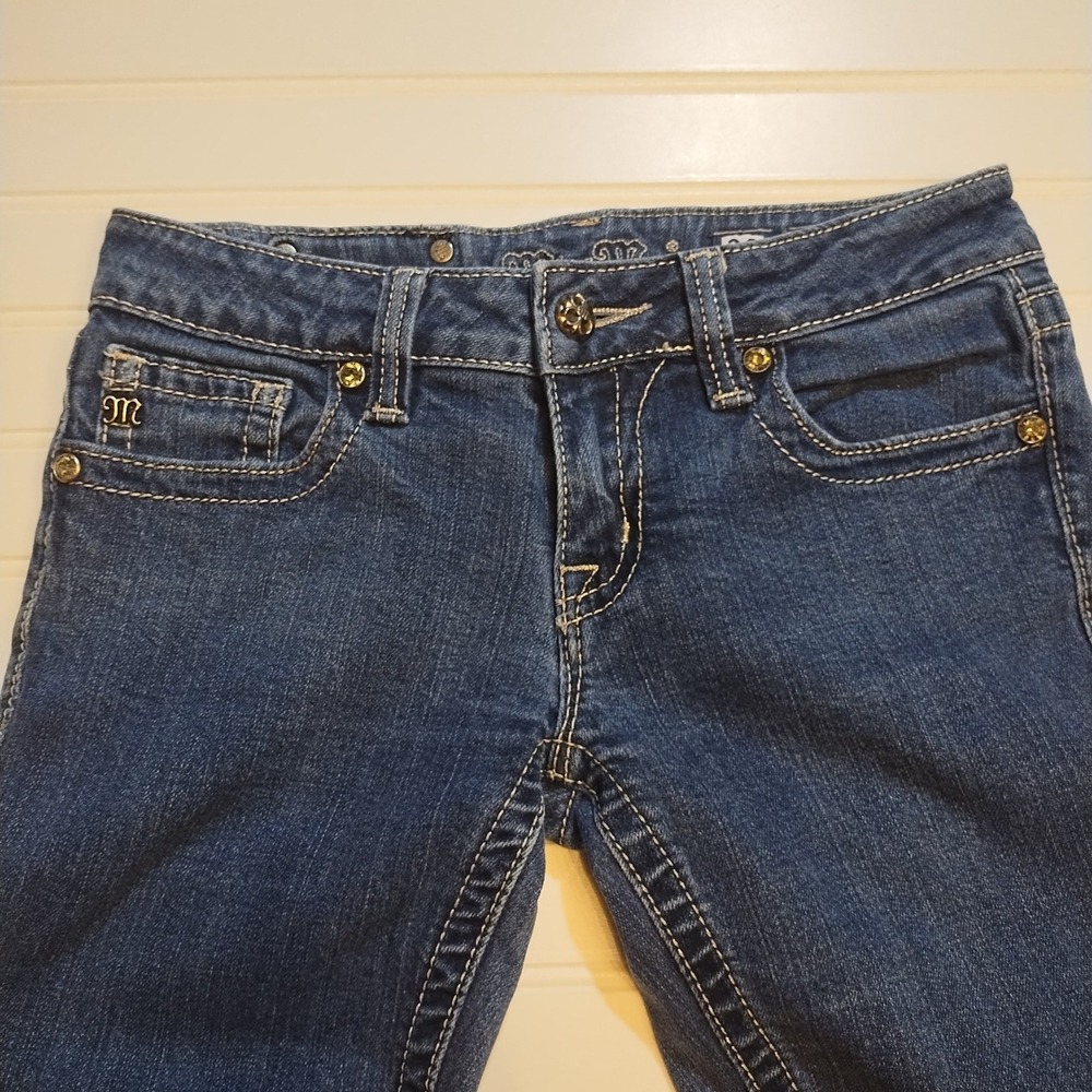 Miss Me Skinny Jeans Womens 28 Dark Wash Low Rise Embellished Y2K Western Denim - Picture 4 of 15